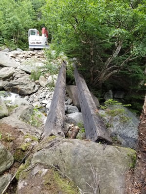 Tuckermans Trails - old rotted timber stringers removed from bridge site